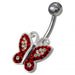 Butterfly Shaped Jewelled Non-Moving Belly Ring - Monster Piercing