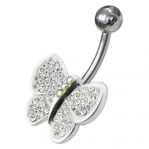 Jeweled Butterfly Navel Belly Ring - Monster Piercing