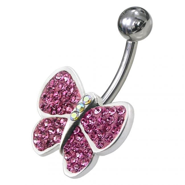 Jeweled Butterfly Navel Belly Ring - Monster Piercing