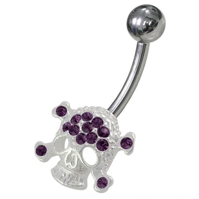 Jeweled Skull Non-Moving Belly Ring - Monster Piercing