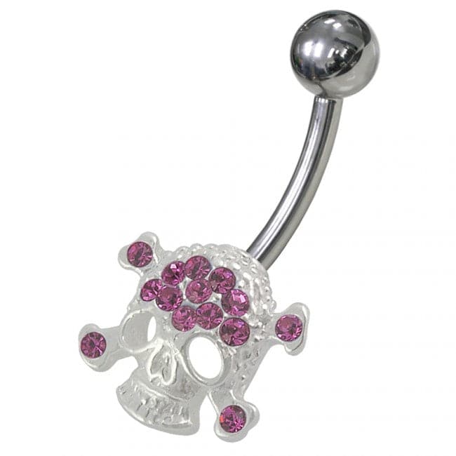 Jeweled Skull Non-Moving Belly Ring - Monster Piercing