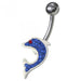 Dolphin Shaped Jewelled Non-Moving Belly Ring - Monster Piercing