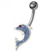 Dolphin Shaped Jewelled Non-Moving Belly Ring - Monster Piercing