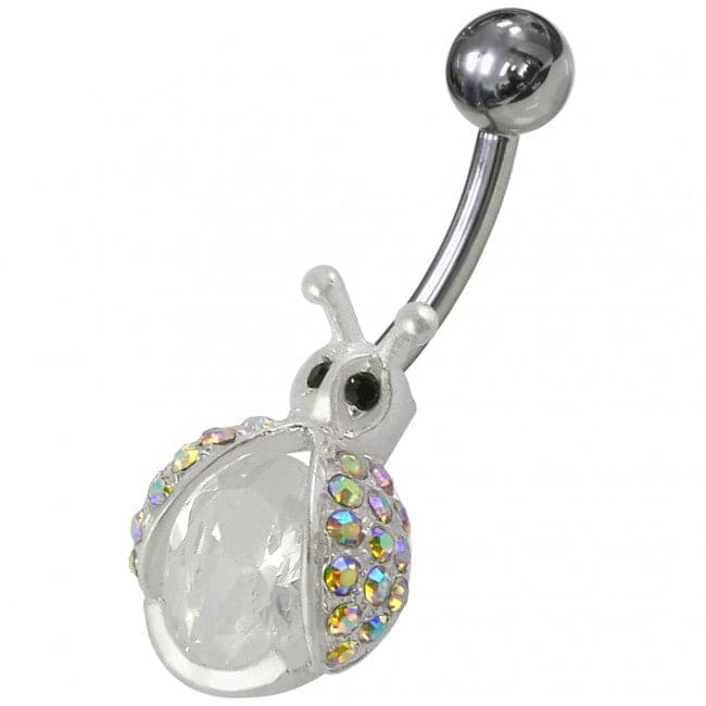 Honey Bee Shaped Jeweled Non-Moving Belly Ring - Monster Piercing