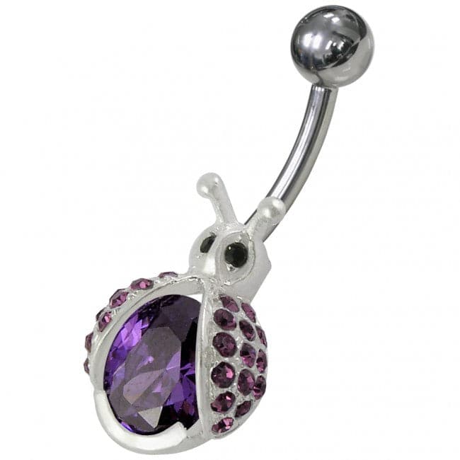 Honey Bee Shaped Jeweled Non-Moving Belly Ring - Monster Piercing