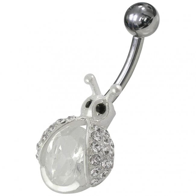 Honey Bee Shaped Jeweled Non-Moving Belly Ring - Monster Piercing