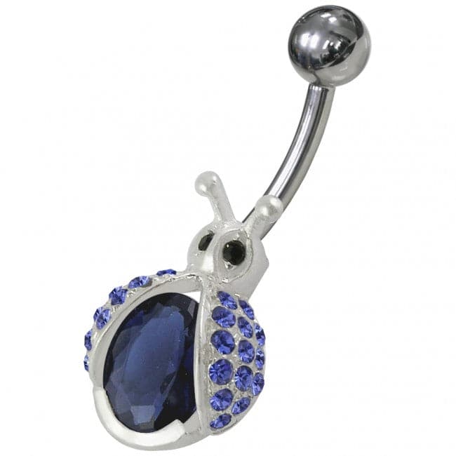 Honey Bee Shaped Jeweled Non-Moving Belly Ring - Monster Piercing