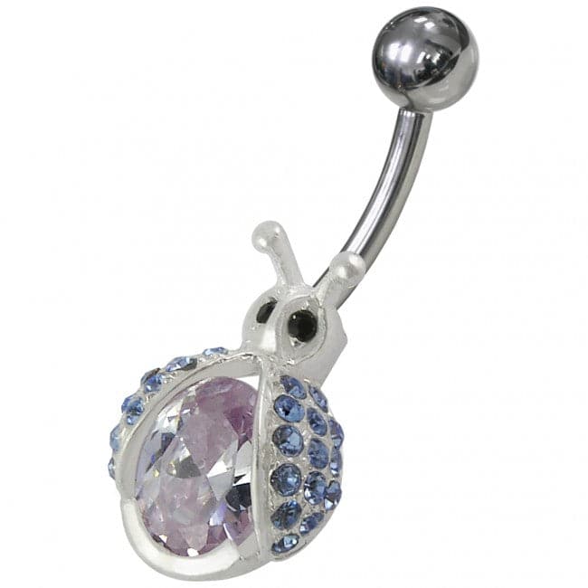 Honey Bee Shaped Jeweled Non-Moving Belly Ring - Monster Piercing