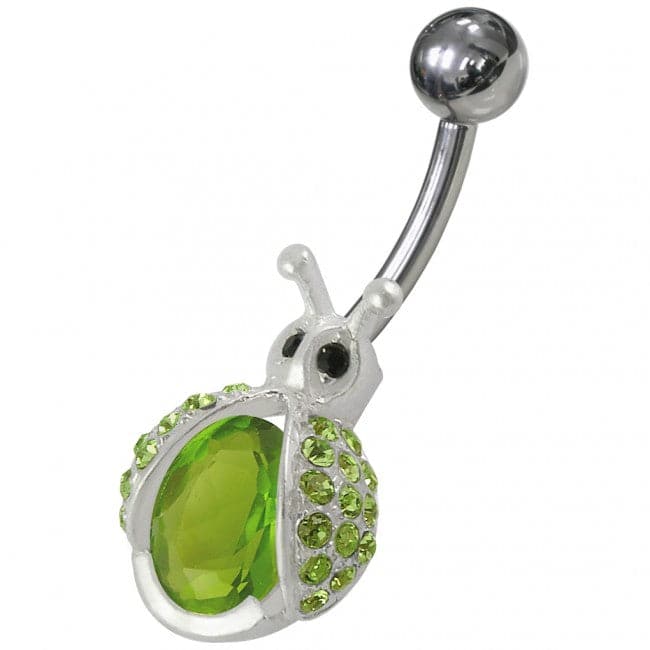 Honey Bee Shaped Jeweled Non-Moving Belly Ring - Monster Piercing