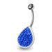 Multi Jeweled Pear Shape Non-Moving SS Bar Navel Ring - Monster Piercing