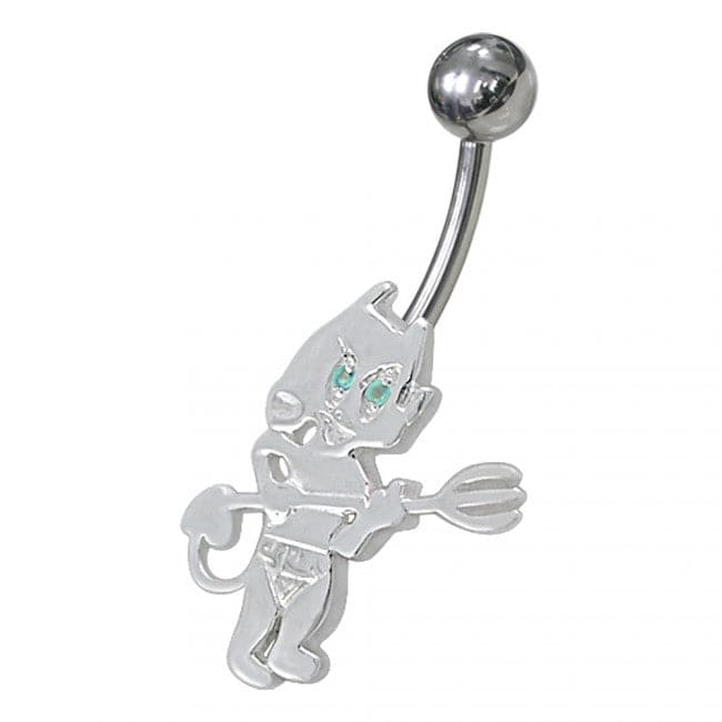 Jeweled Little Devil Non-Moving Belly Ring - Monster Piercing