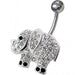 Jeweled Elephant Non-Moving Belly Ring - Monster Piercing