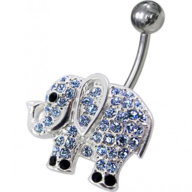 Jeweled Elephant Non-Moving Belly Ring - Monster Piercing