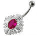 Fancy Royal Collection Red Andd White Jeweled Non-Moving Navel Ring - Monster Piercing