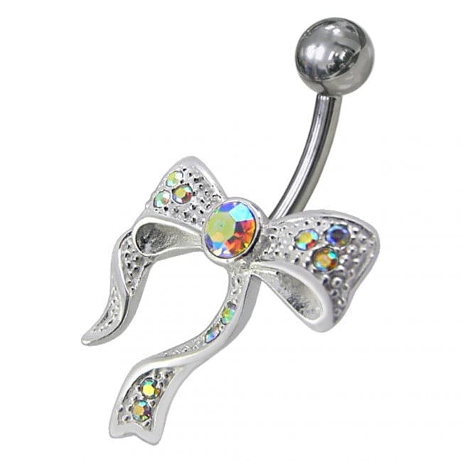 Fancy Red And White Jeweled Non-Moving Navel Belly Button Ring - Monster Piercing