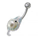 Shell with Pearl Jeweled Non-Moving Belly Ring - Monster Piercing