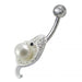 Shell with Pearl Jeweled Non-Moving Belly Ring - Monster Piercing