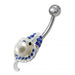 Shell with Pearl Jeweled Non-Moving Belly Ring - Monster Piercing