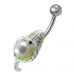 Shell with Pearl Jeweled Non-Moving Belly Ring - Monster Piercing