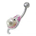 Shell with Pearl Jeweled Non-Moving Belly Ring - Monster Piercing