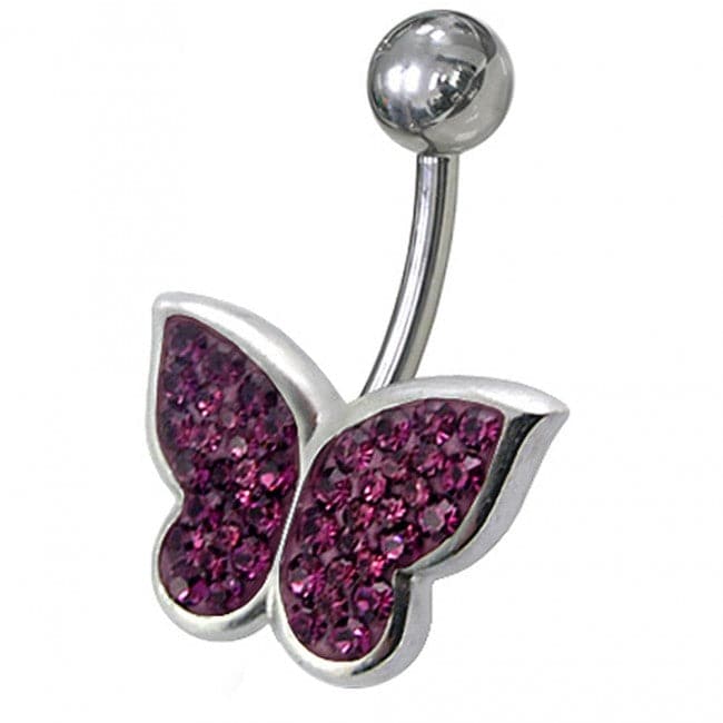 Butterfly Jeweled Belly bar - Monster Piercing