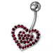 Silver Fancy Jeweled Heart SS Curved Navel Ring - Monster Piercing