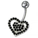 Silver Fancy Jeweled Heart SS Curved Navel Ring - Monster Piercing