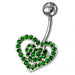 Silver Fancy Jeweled Heart SS Curved Navel Ring - Monster Piercing