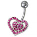 Silver Fancy Jeweled Heart SS Curved Navel Ring - Monster Piercing