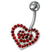 Silver Fancy Jeweled Heart SS Curved Navel Ring - Monster Piercing