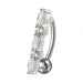 Fancy Jeweled Non-Moving Reverse Silver & Titanum Belly Ring - Monster Piercing