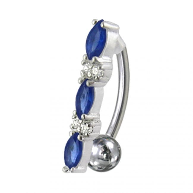 Fancy Jeweled Non-Moving Reverse Silver & Titanum Belly Ring - Monster Piercing