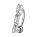 Fancy Jeweled Non-Moving Reverse Silver & Titanum Belly Ring - Monster Piercing