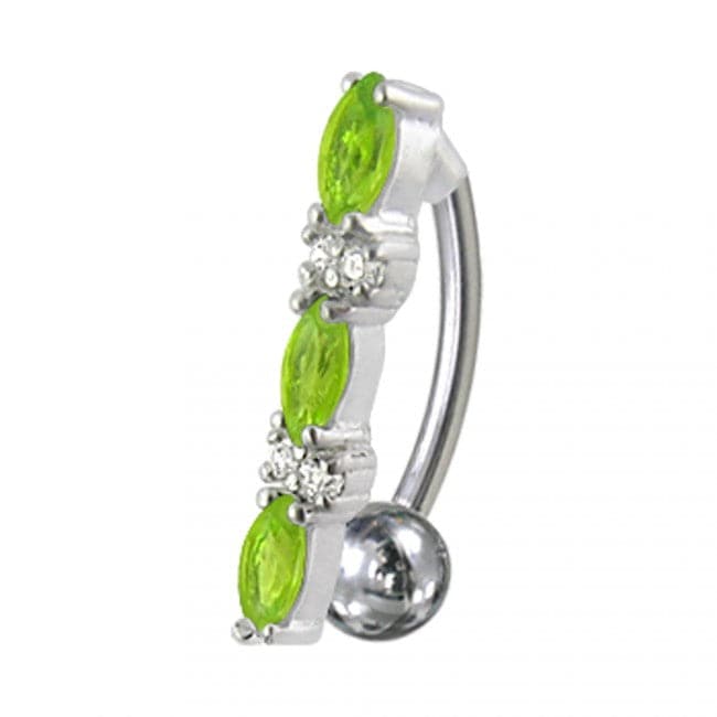 Fancy Jeweled Non-Moving Reverse Silver & Titanum Belly Ring - Monster Piercing