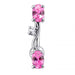 Fancy Jeweled Non-Moving Reverse Belly Ring Body Jewelry - Monster Piercing