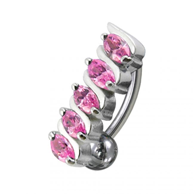 14 Gauge Fancy Jeweled Non-Moving Reverse Belly Ring - Monster Piercing