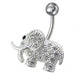 Fancy Jeweled Elephant Non-Moving Belly Ring - Monster Piercing