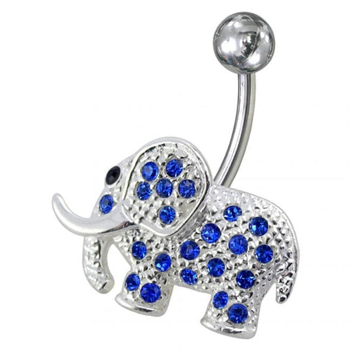 Fancy Jeweled Elephant Non-Moving Belly Ring - Monster Piercing