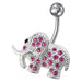 Fancy Jeweled Elephant Non-Moving Belly Ring - Monster Piercing