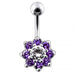 Fancy Jeweled Flower Non-Dangling Belly Ring - Monster Piercing