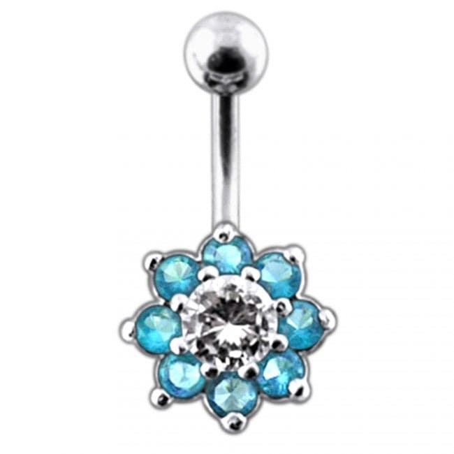 Fancy Jeweled Flower Non-Dangling Belly Ring - Monster Piercing