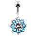 Fancy Jeweled Flower Non-Dangling Belly Ring - Monster Piercing