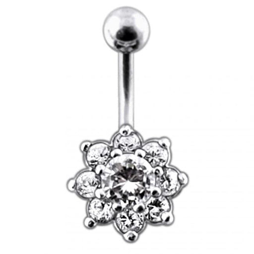 Fancy Jeweled Flower Non-Dangling Belly Ring - Monster Piercing