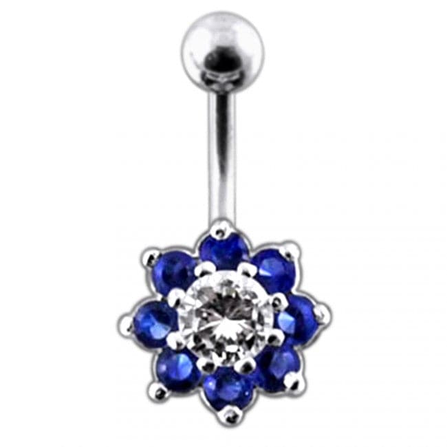 Fancy Jeweled Flower Non-Dangling Belly Ring - Monster Piercing