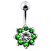 Fancy Jeweled Flower Non-Dangling Belly Ring - Monster Piercing