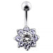 Fancy Jeweled Flower Non-Dangling Belly Ring - Monster Piercing