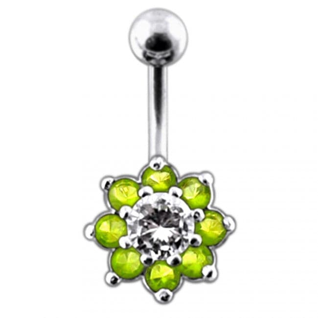 Fancy Jeweled Flower Non-Dangling Belly Ring - Monster Piercing