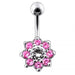 Fancy Jeweled Flower Non-Dangling Belly Ring - Monster Piercing