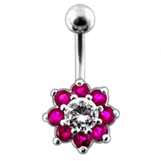 Fancy Jeweled Flower Non-Dangling Belly Ring - Monster Piercing