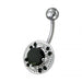 Fancy Mix Stones Jeweled Vinatge Design Non-Moving Curved Bar Belly Ring - Monster Piercing